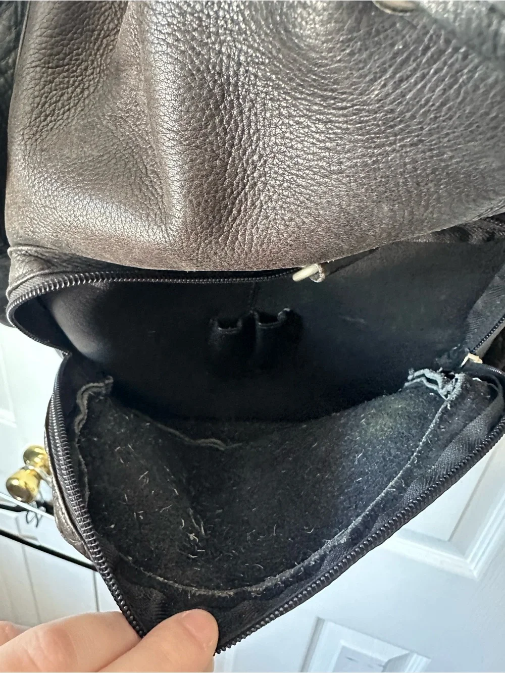 Vintage 90s Genuine Leather Distressed Black Backpack, Knapsack